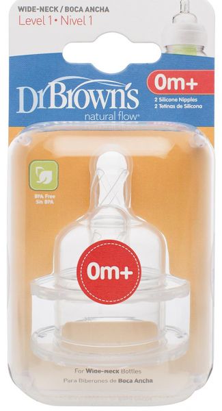 DR BROWN'S NIPPLE LEVEL 1 - 2PCS (FOR WIDE BOTTLE)