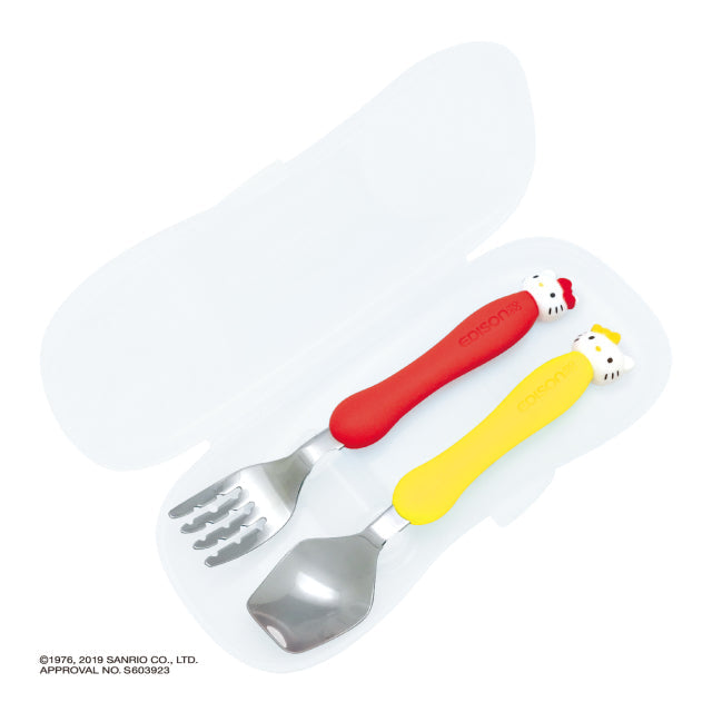 EDISON STAINLESS STEEL SPOON&FORK With Case - Hello Kitty