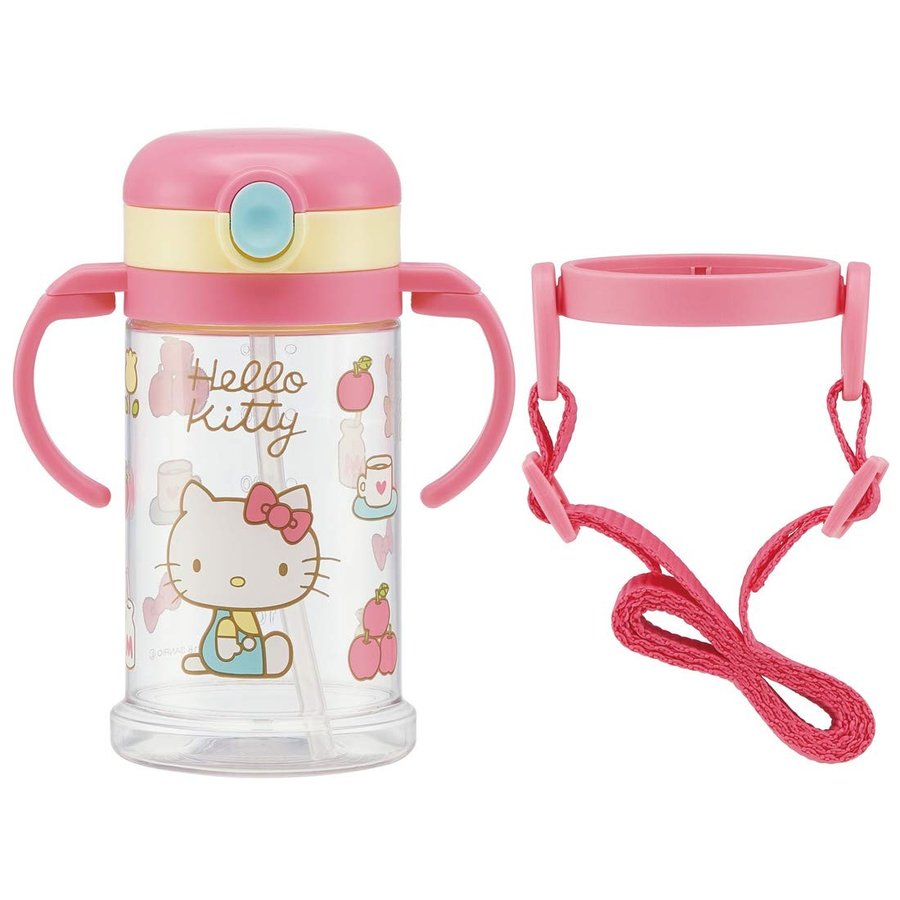 SKATER HELLO KITTY STRAW CUP (WITH HANDLE & BELT) 370ml