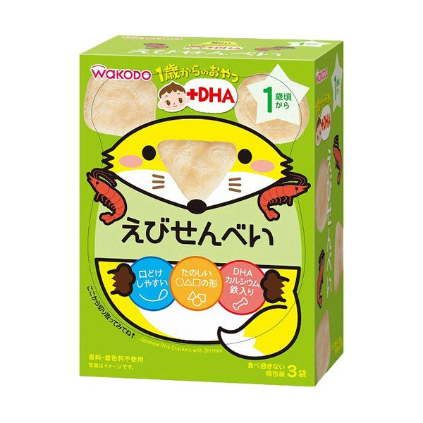 WAKODO BABY +DHA RICE CRACKER with SHRIMPS 48g #IO1