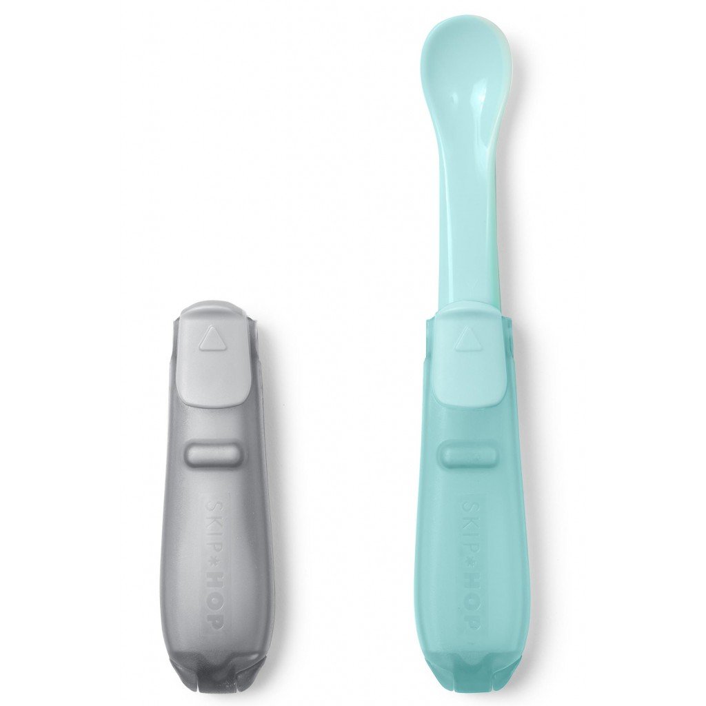 SKIP HOP EASY FOLD TRAVEL SPOONS - GREY/SOFT TEAL