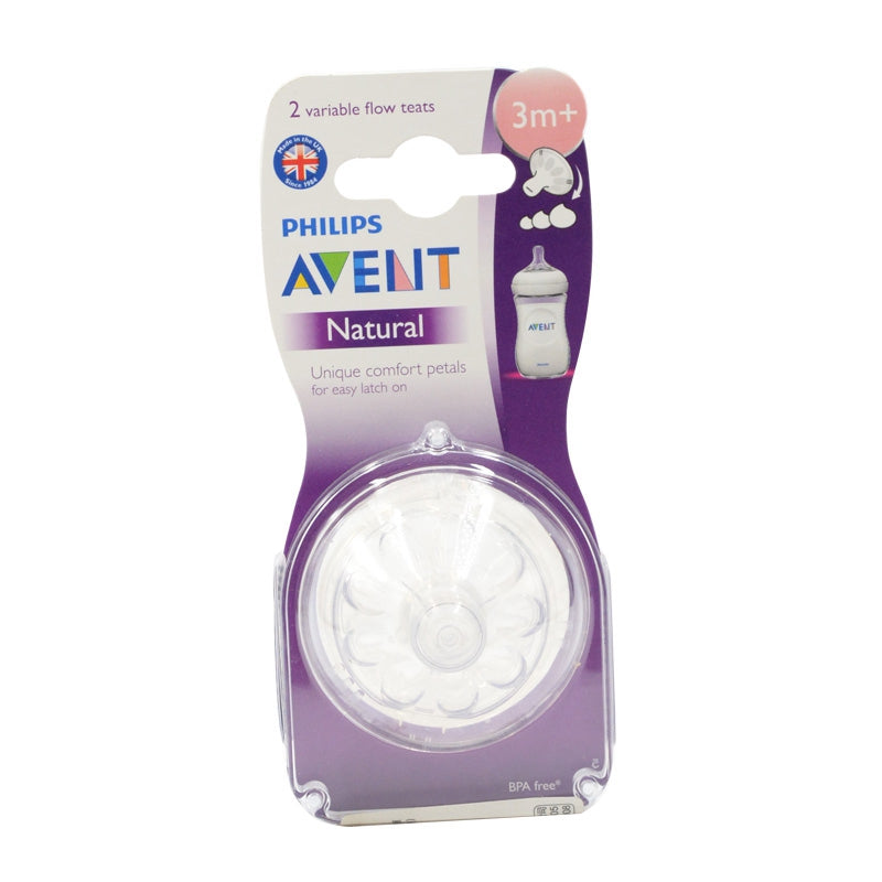 PHILIPS AVENT NATURAL VARIABLE 3MONTHS+ NIPPLES X 2PCS
