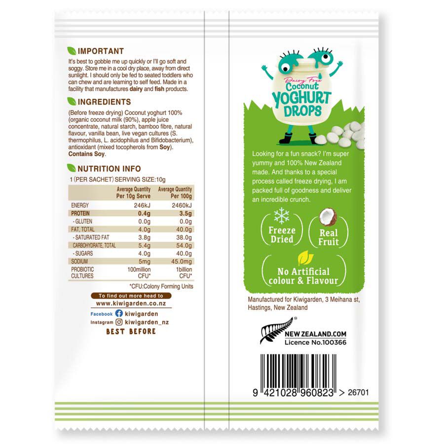 KIWIGARDEN Dairy Free Coconut Yoghurt Drops 10g