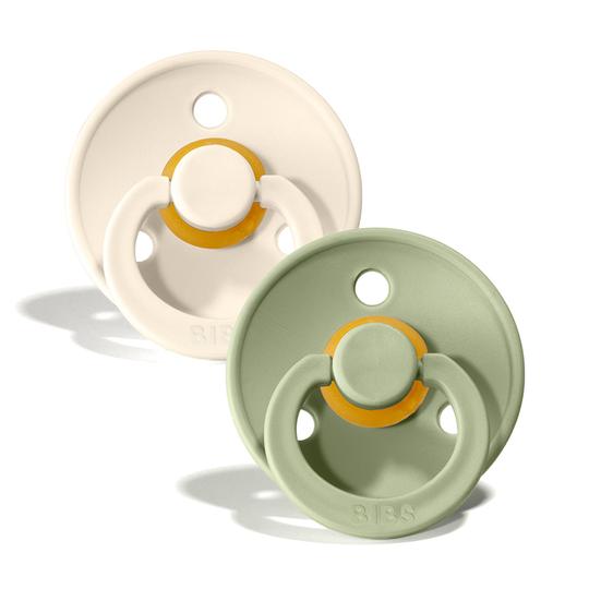 BIBS-Colour Pacifier Ivory/Sage 2pk 0-6m LATEX