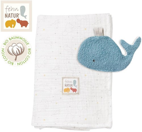 FEHN Muslin blanket with whale