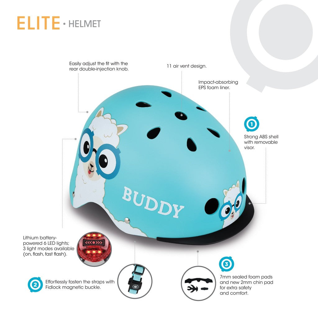 GLOBBER XS-S HELMETS ELITE LIGHTS (BUDDY BLUE)