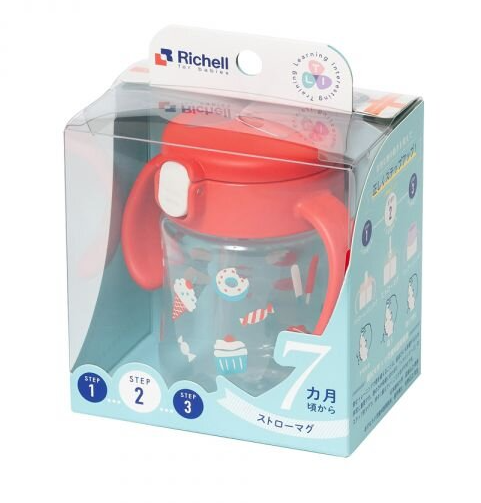 RICHELL - AQULEA BABY STRAW MUG 200ML (RED)
